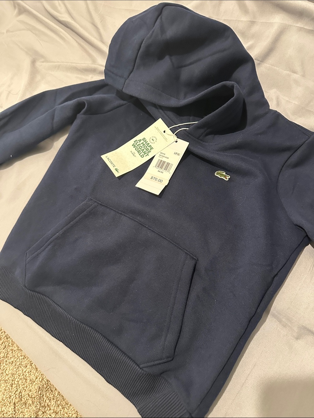 Lacoste Kids Navy Hooded Pullover Sweatshirt